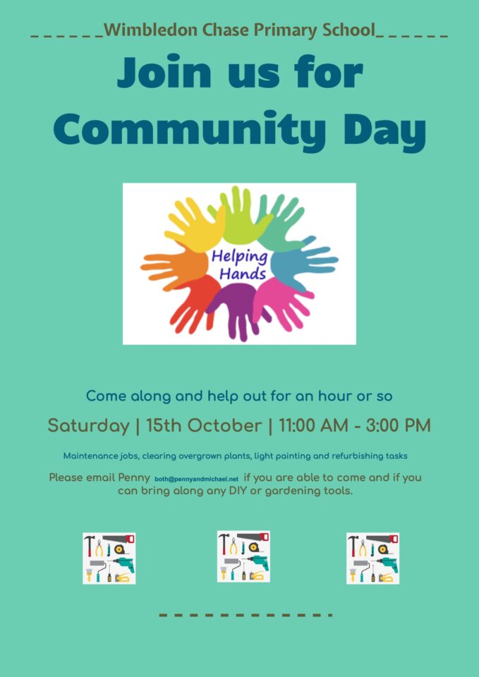 Community Day – Sat 15th October – Wimbledon Chase Primary School